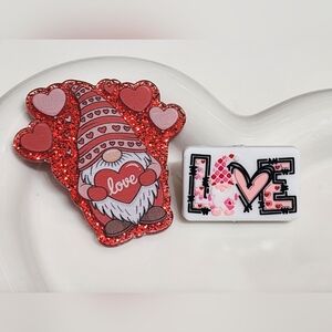 Acrylic‎ Flatback Beads Gnome Love Valentines Day Badge Crafts Magnet Bag Clip